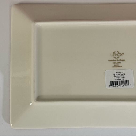 NIB Lenox Holiday Joy To The World Rectangular Sentiment Tray 11" Porcelain - Picture 6 of 14